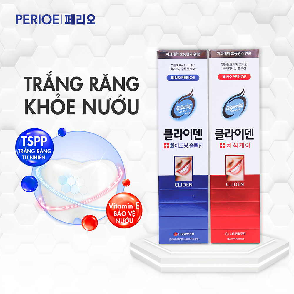 Kem đánh răng Perioe Cliden Whitening Solution xanh 120g